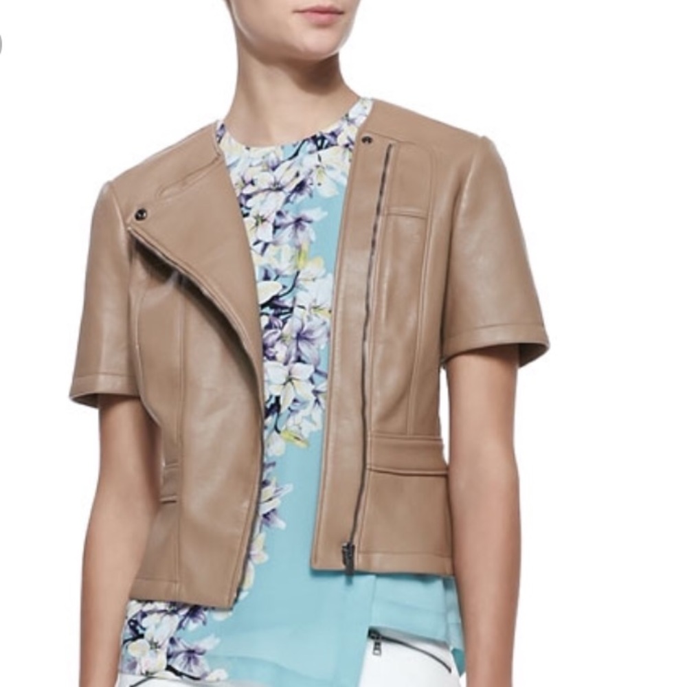 BCBGMAXAZRIA Dayne Bonded Leather Cropped Jacket
